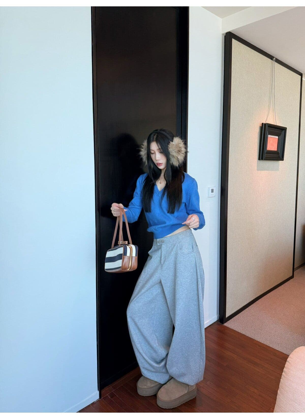 아메리칸 레트로 느긋한 회색 와이드 레그 팬츠 웨이 바지 여성 ins 한국 스타일 트렌드 루즈핏 핫걸 디자인 센스 캐주얼 바지 상세 이미지 21