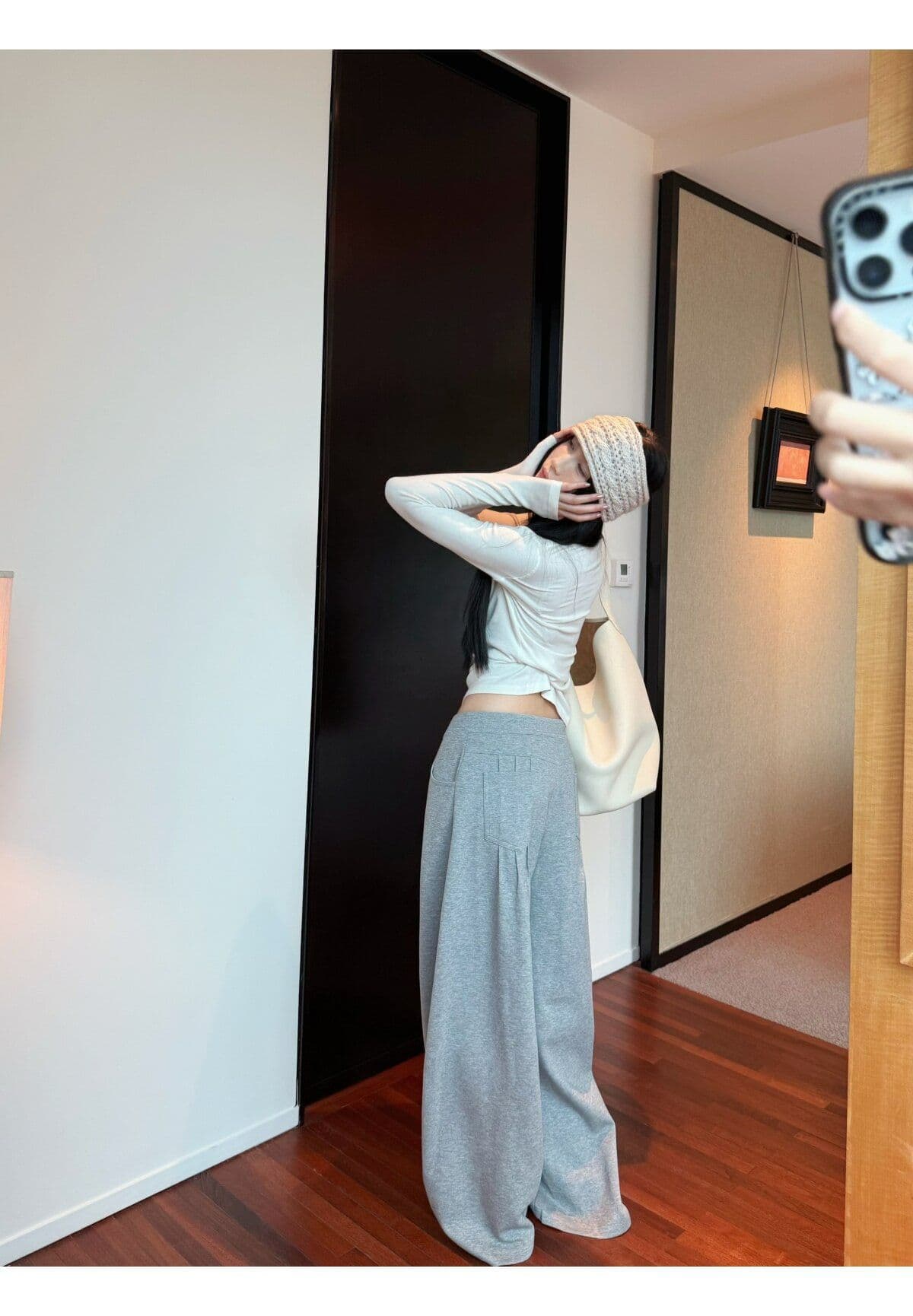 아메리칸 레트로 느긋한 회색 와이드 레그 팬츠 웨이 바지 여성 ins 한국 스타일 트렌드 루즈핏 핫걸 디자인 센스 캐주얼 바지 상세 이미지 24