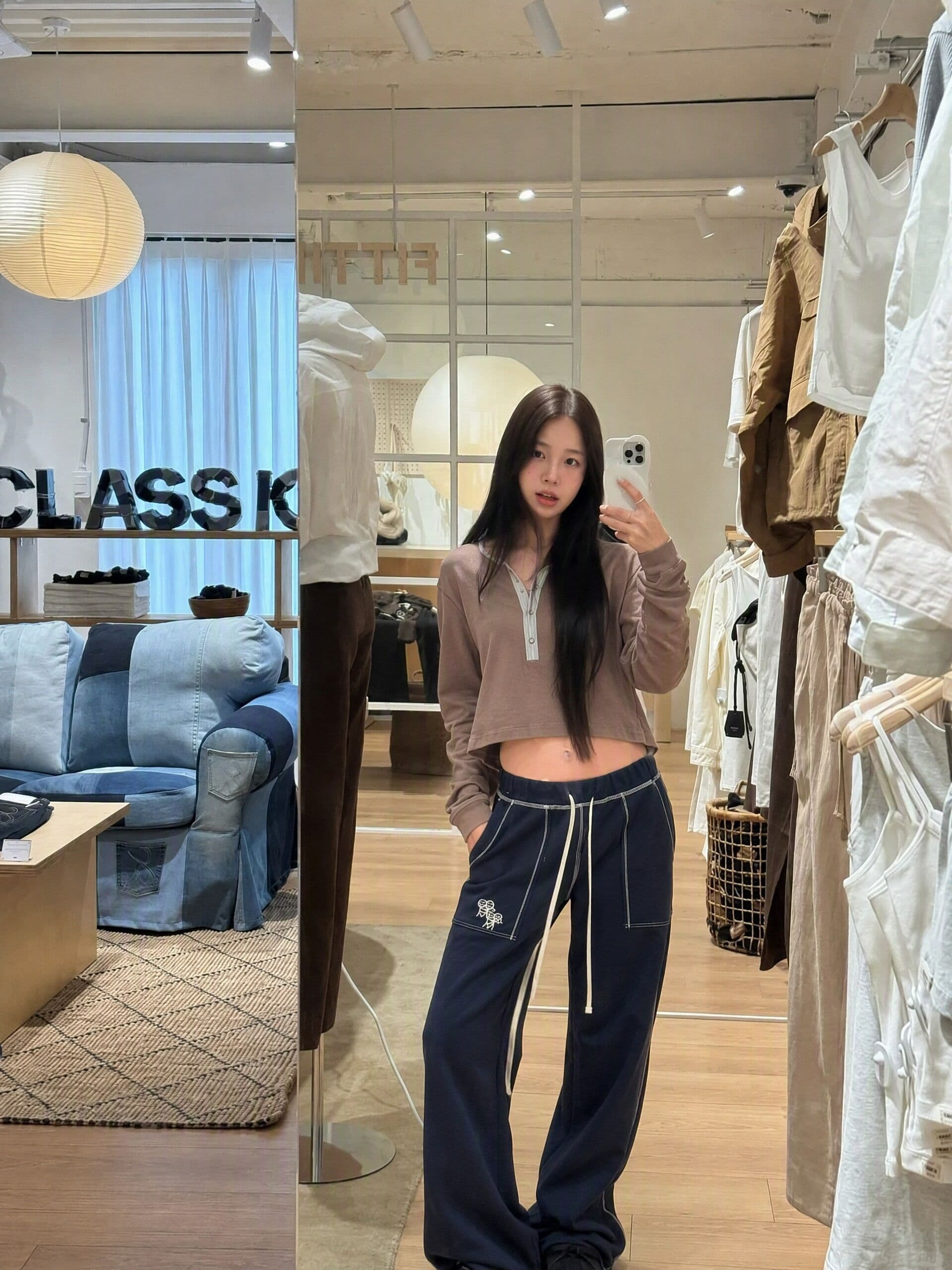 둘 색상 가을 새로운 경기 사람들 자수 루즈핏 펌프 로프 캐주얼 웨이 바지 작은 대중 패션 측면 바느질 부츠컷 긴 바지 상세 이미지 5