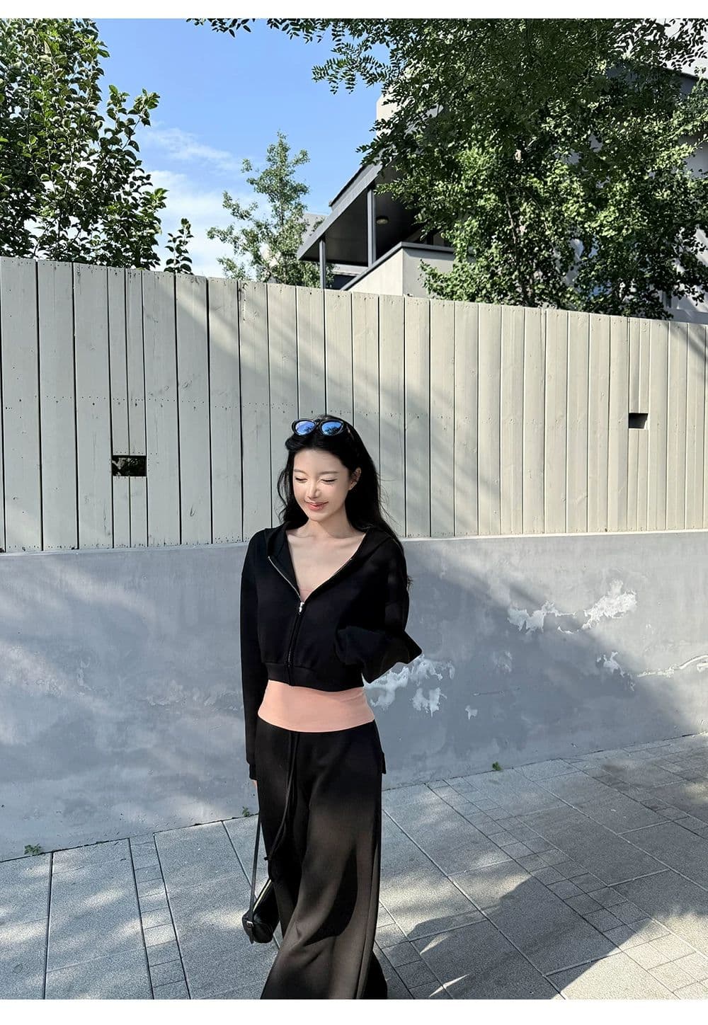 쇼트 스타일 긴팔 후드 티 스웨터 재킷 인사이드 가져 가라. 캐미솔 여성 의류 가을 캐주얼 바지 긴 바지 느긋한 3종 세트 상세 이미지 20