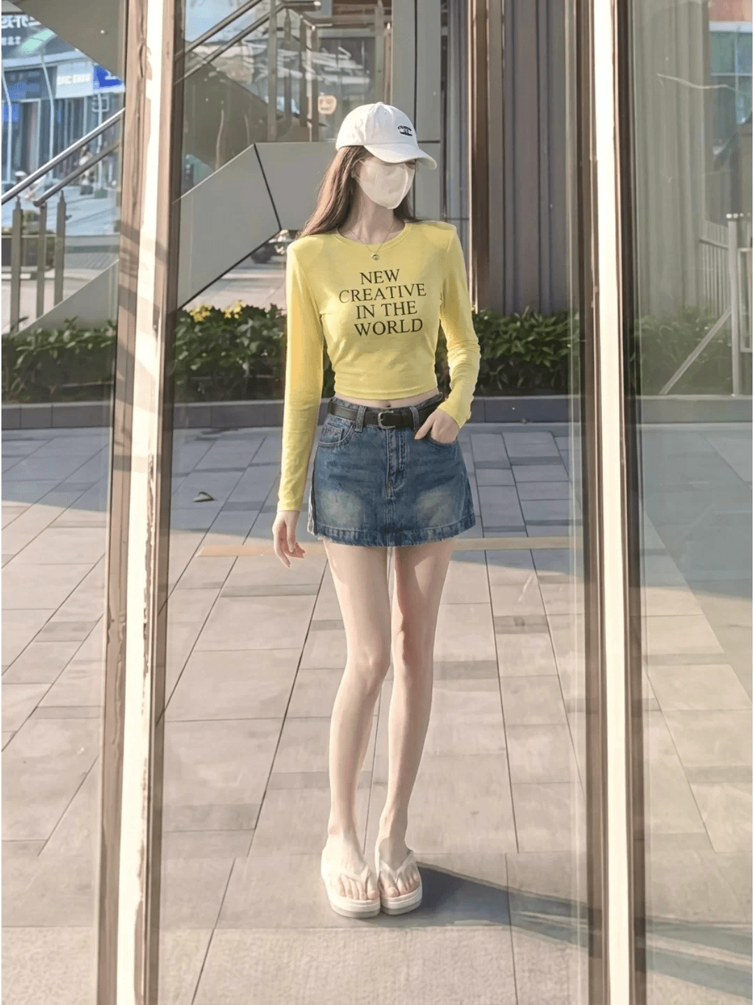 황색 라운드 넥 알파벳 프린트 얇은 스타일 긴팔 티셔츠 여성 여름 외부 가져 가라. 자외선 차단 블라우스 백리스 기초 섹션 맨위 이미지 3