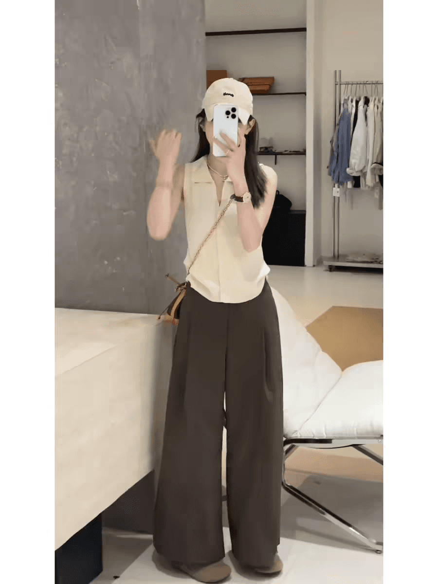 프랑스식 폴로 칼라 주황색 니트 조끼 여성 여름 외출용 2026 새로운 몸매 가꾸기 민소매 POLO 셔츠 맨위 상세 이미지 1