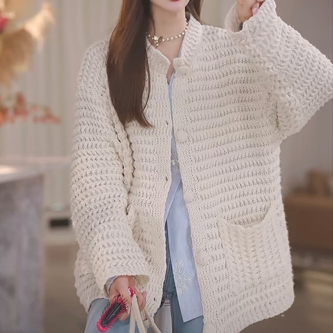 부드러운 찹쌀 구름 한 부서 느긋한 스웨터 루즈핏 슬림해 보이는 다용도 니트 오픈 가디건 이미지 3