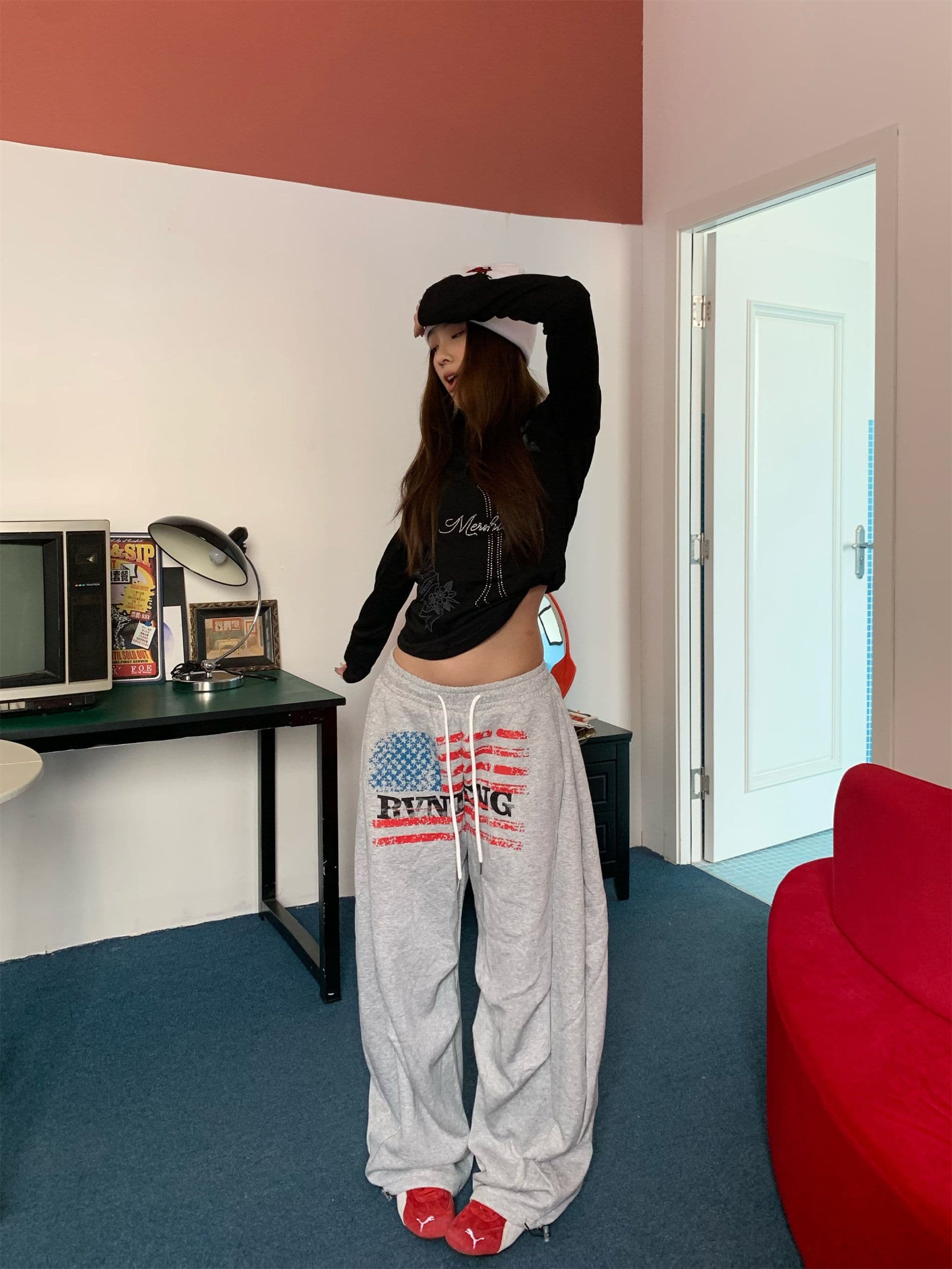 아메리칸 핫걸 알파벳 핫픽스 꽃무늬 프린트 긴팔 티셔츠 여성 가을 몸매 가꾸기 디스플레이 Chic 기본 셔츠 맨위 트렌디 상세 이미지 9