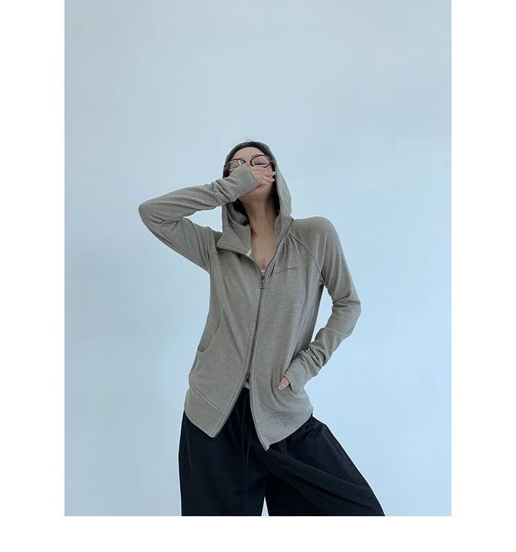 가을 종이 사람들 얇은 스타일 몸매 가꾸기 쇼트 스타일 후드 여성 코트 레트로 캐주얼 느긋한 니트 오픈 가디건 맨위 상세 이미지 4