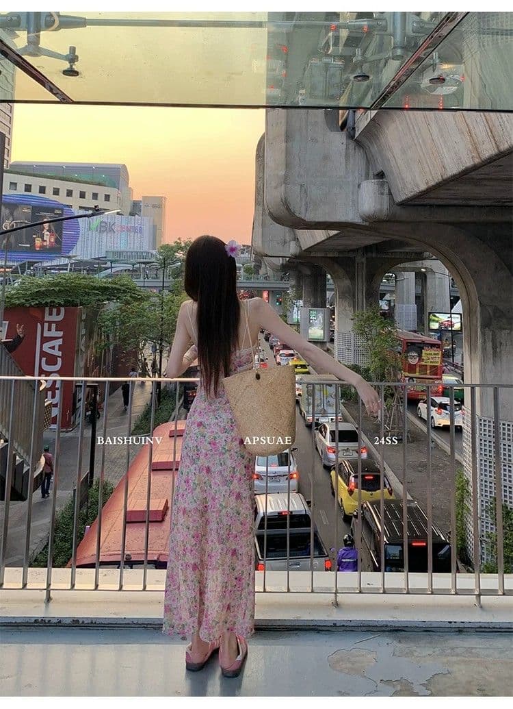 인터넷 유명인 섹시함 V넥 몸매 가꾸기 슬림해 보이는 민소매 타이트 스커트 롱 스커트 프랑스식 핫걸 바람 레이스 조각 슬립 드레스 상세 이미지 10