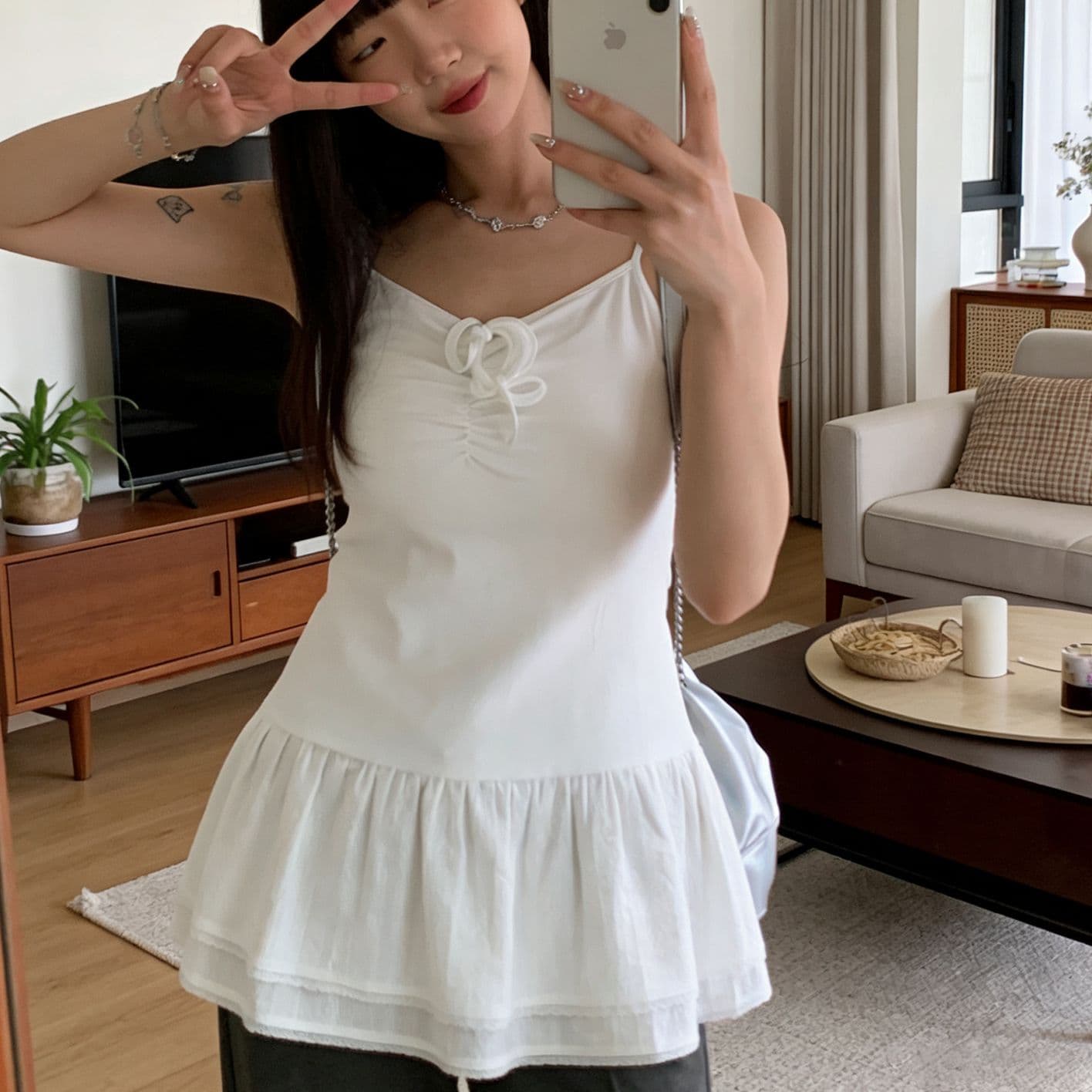 한 부서 스트랩 주름 조끼 슬립 여름 미니멀리즘 몸매 가꾸기 이중층 레이스 치마 인사이드 가져 가라. 외출용 아름다운 맨위