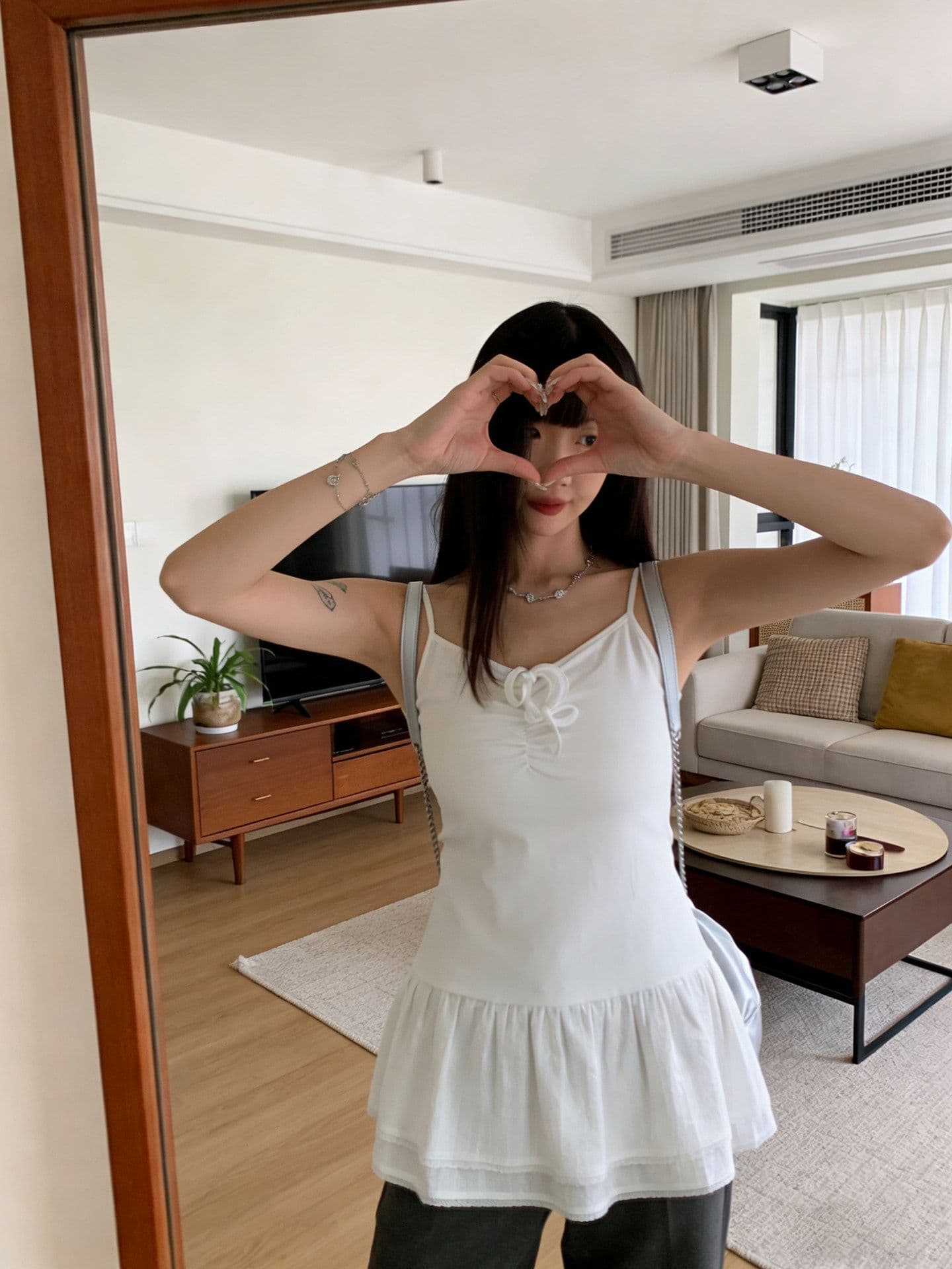 한 부서 스트랩 주름 조끼 슬립 여름 미니멀리즘 몸매 가꾸기 이중층 레이스 치마 인사이드 가져 가라. 외출용 아름다운 맨위 상세 이미지 12