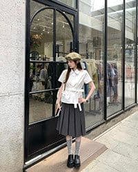 원본 원단 작은 대중 디자인 센스 허리 수축 레이스업 반팔 셔츠 여자 프랑스식 품격 흰 셔츠 상세 이미지 2