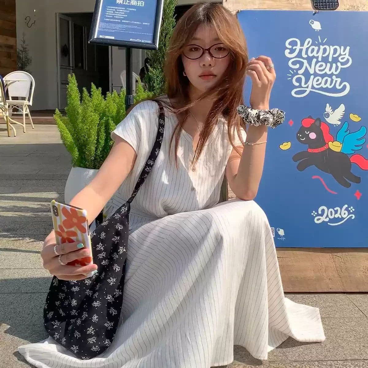 여름 새로운 스트라이프 디자인 미니멀리즘 슬림해 보이는 스트랩 드레스 vintage 레트로 우아함 바람 빅 사이즈 치마 이미지 5