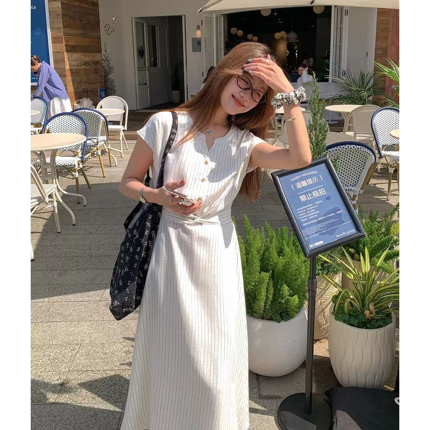 여름 새로운 스트라이프 디자인 미니멀리즘 슬림해 보이는 스트랩 드레스 vintage 레트로 우아함 바람 빅 사이즈 치마 이미지 4