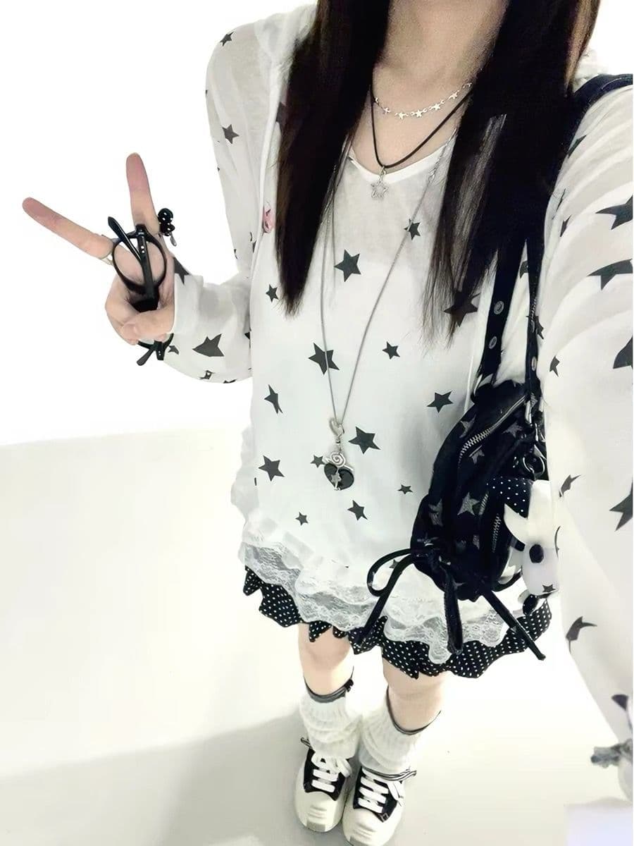 광저우 눈꽃 면 자외선 차단 블라우스 여성 이미지 4