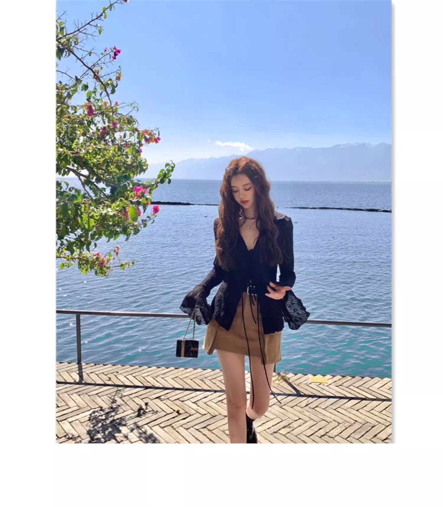 자외선 차단 의류 여성 여름 새로운 자카드 홀로우 아웃 나팔 소매 달콤한 핫걸 오픈 가디건 풍속 건조한 에어컨 셔츠 상세 이미지 6