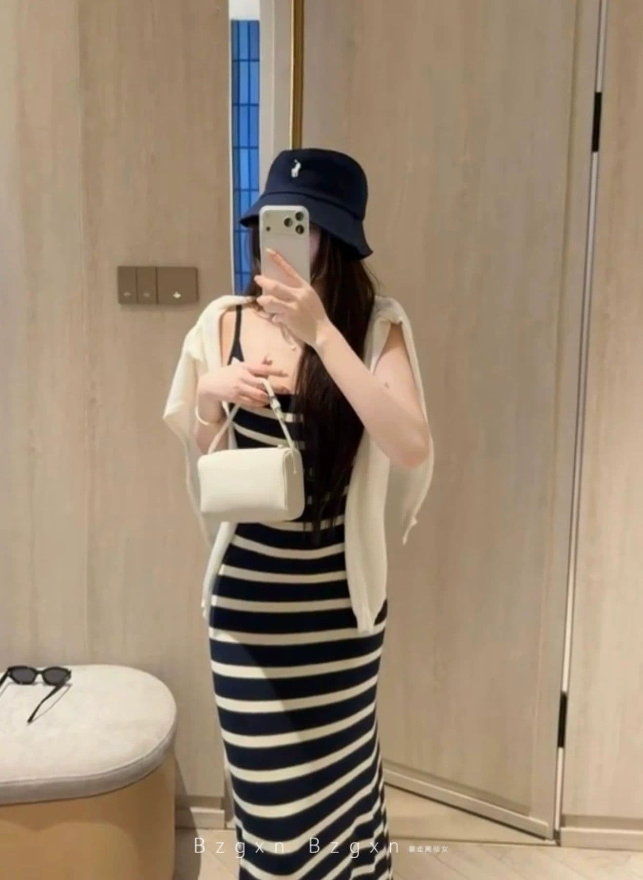 원본 리브 면 컬러 짜임 스트라이프 슬립 여성 드레스 몸매 가꾸기 키 큰 남자 타이트 스커트 휴가 바람 길다 치마 상세 이미지 2