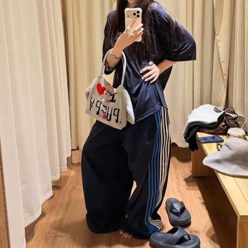 조수 브랜드 레트로 스트라이프 스트레이트 캐주얼 바지 남녀 거리 루즈핏 트렌드 다용도 루즈핏 캐주얼 도루 센스 긴 바지 상세 이미지 12