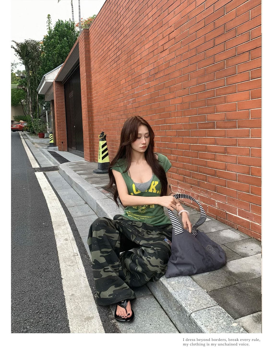 아메리칸 레트로 카모플라주 루즈핏 넓은 다리 캐주얼 바지 여성 2026 여름 거리 스트레이트 운동 긴 바지 상세 이미지 11