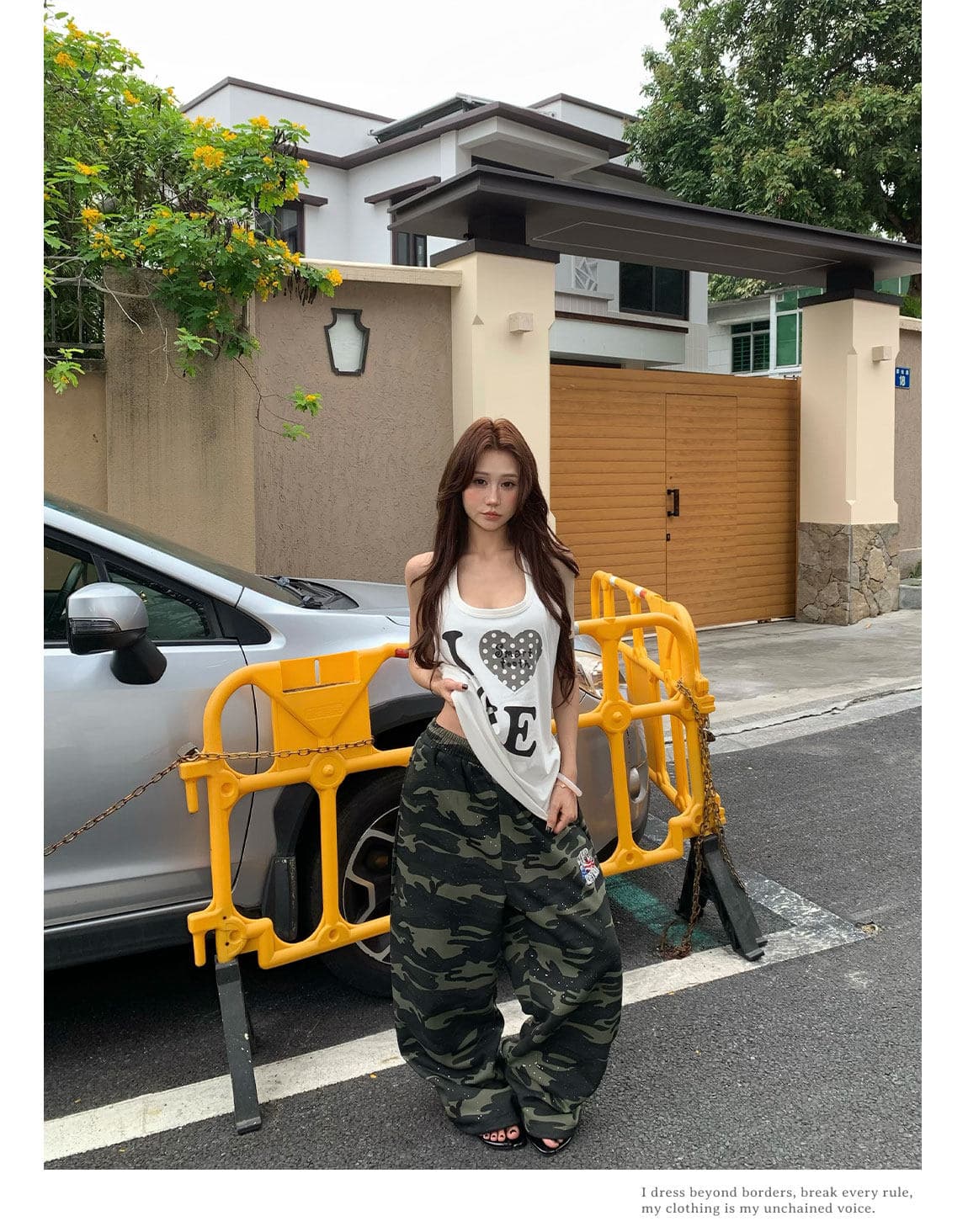 아메리칸 레트로 카모플라주 루즈핏 넓은 다리 캐주얼 바지 여성 2026 여름 거리 스트레이트 운동 긴 바지 상세 이미지 16
