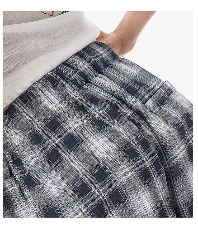 26 이른 가을 새로운 비즈 펌프 로프 허리밴드 체크무늬 루즈핏 넓은 다리 캐주얼 바지 상세 이미지 21