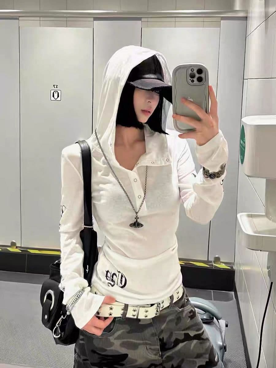 원본 솜씨 이중층 모자 광저우 눈꽃 면 자외선 차단 블라우스 여성 상세 이미지 8