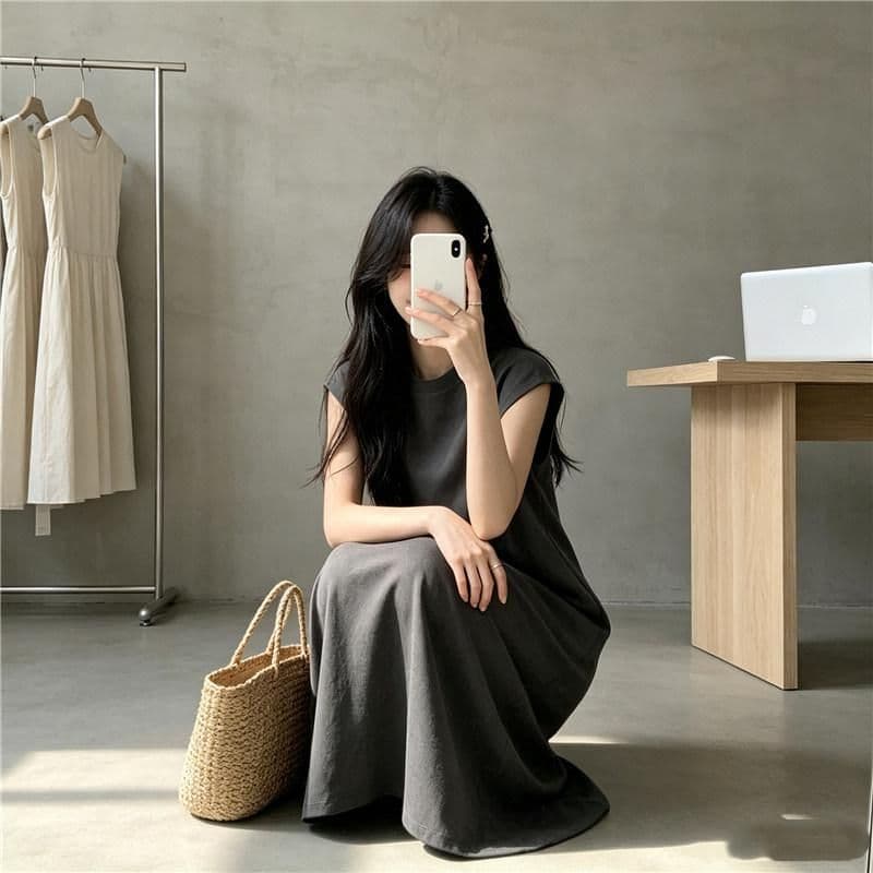 260 그램 남자 바 면 55 집결하다 섬유 37 암모니아 Lun 8 익스트림 제인 바람 단색 중간 길이 여성 드레스 여름 상세 이미지 44