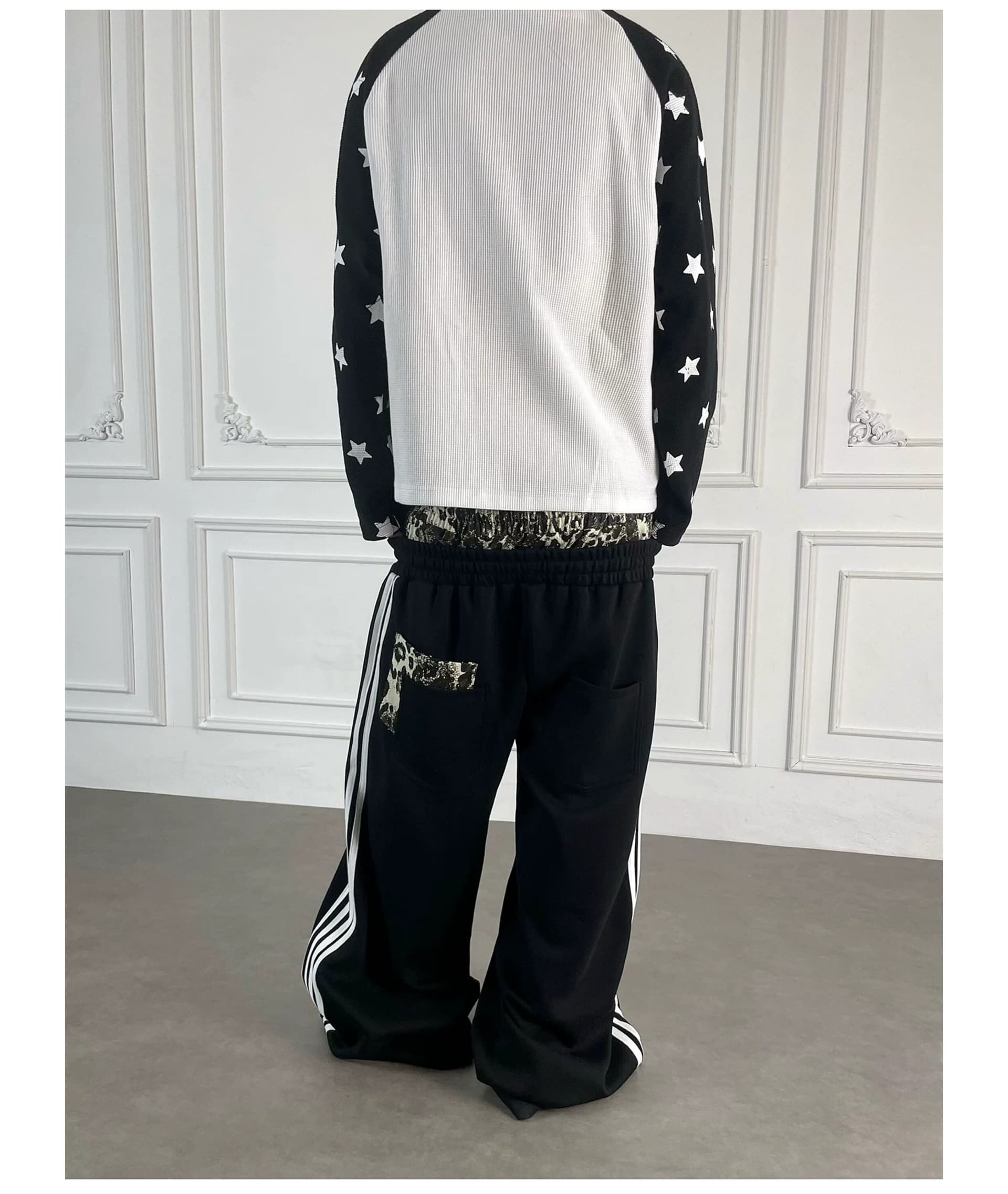 레오파드 무늬 더블 허리 머리 무거운 백만 바늘 자수 거리 baggy 루즈핏 스트레이트 웨이 바지 캐주얼 긴 바지 상세 이미지 10