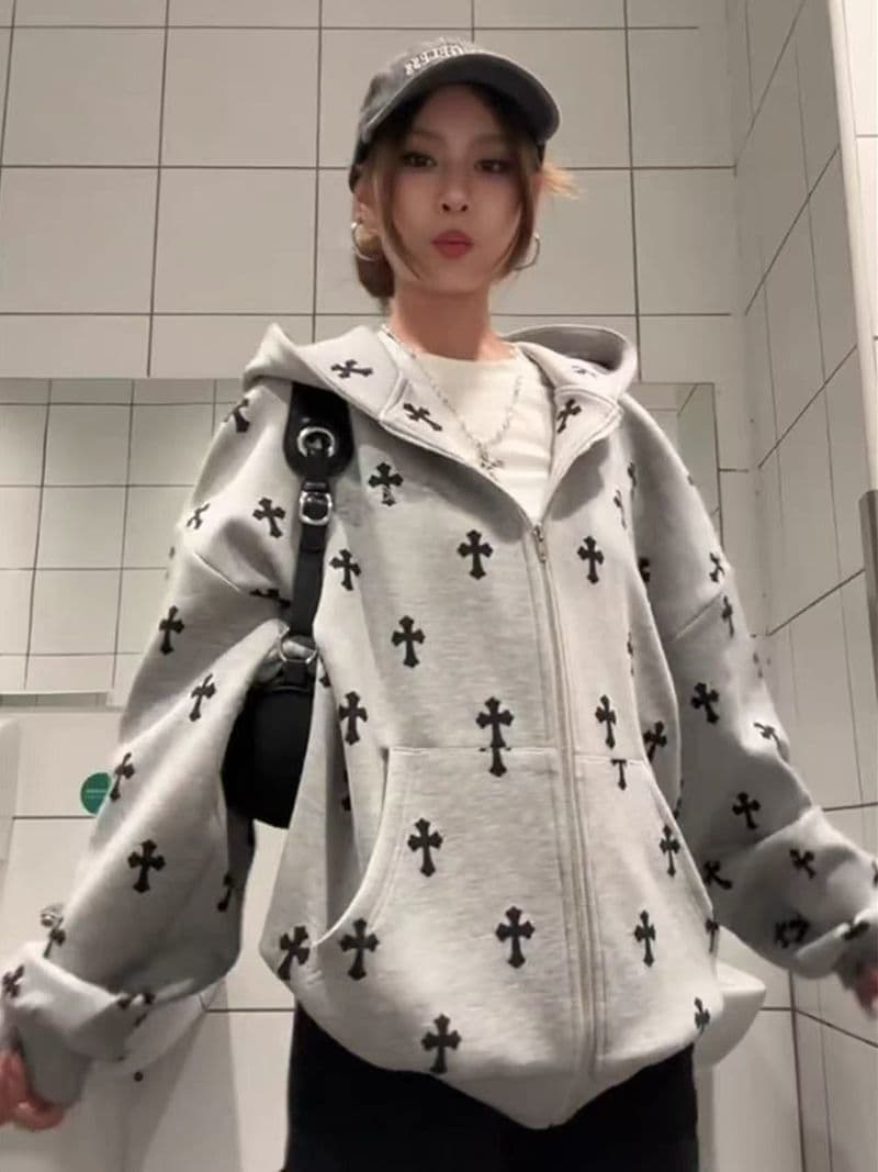 얇은 스타일 털이 있는 자수 이후 패키지 칼라 순수한 Mianhua 면 복합 후드티 여성 상세 이미지 5
