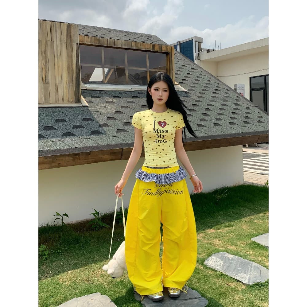 원본 탑 실크 길다 복합 원단 바지 패치워크 전체 너비 자수 이미지 5