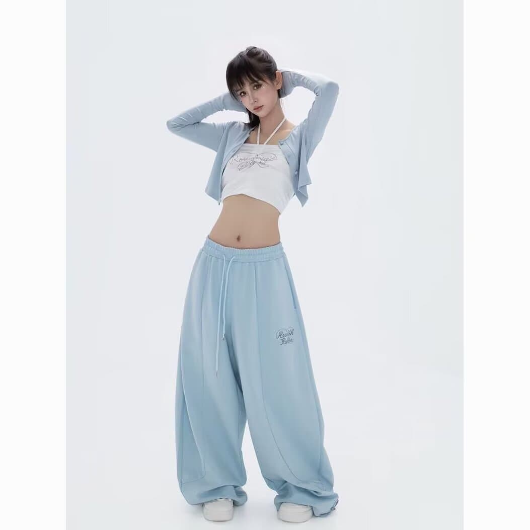 패션 인기 아메리칸 알파벳 주름 낙하산 병 워크웨어 팬츠 순면 남자 바 면 재즈 댄스 바지 슬림해 보이는 모통이 칼 바지 이미지 5