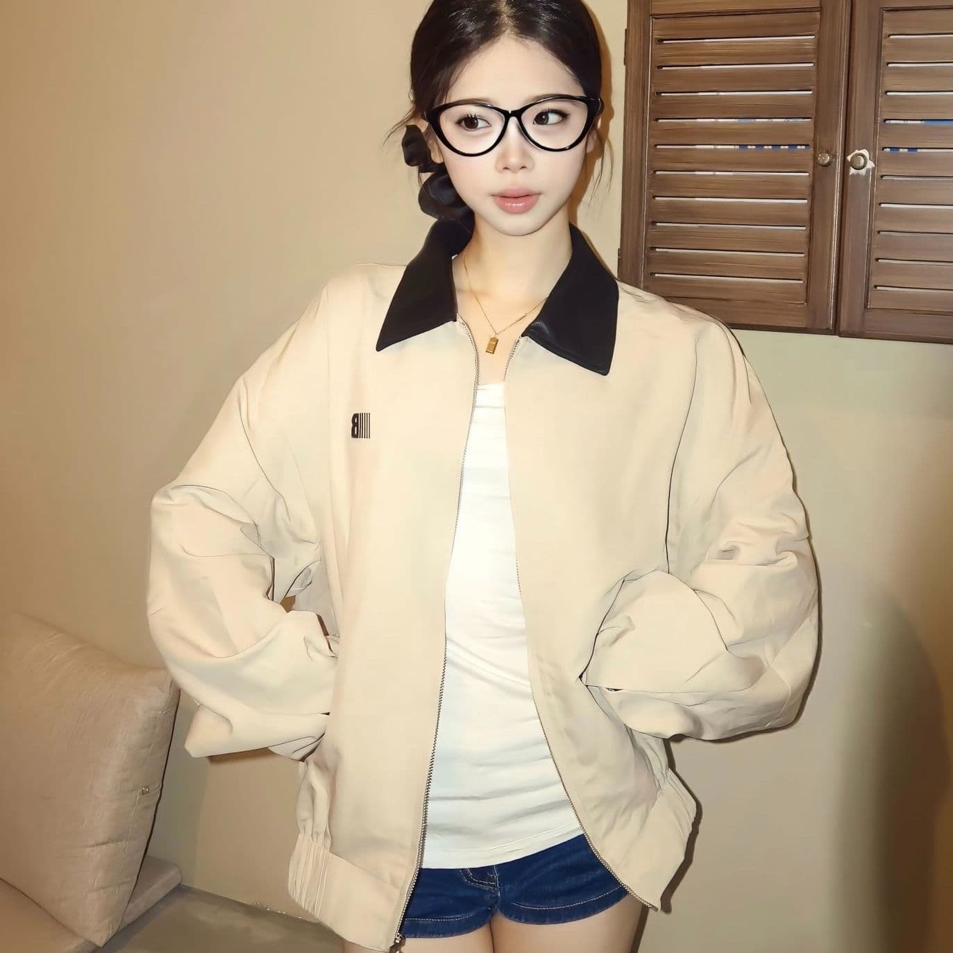 좋은 품질 원본 올린 사람 : 에디션 두꺼운 작은 옥스포드 가죽 고리 여성 코트 봄 가을 새로운 커플 폴로 칼라 재킷 이미지 4