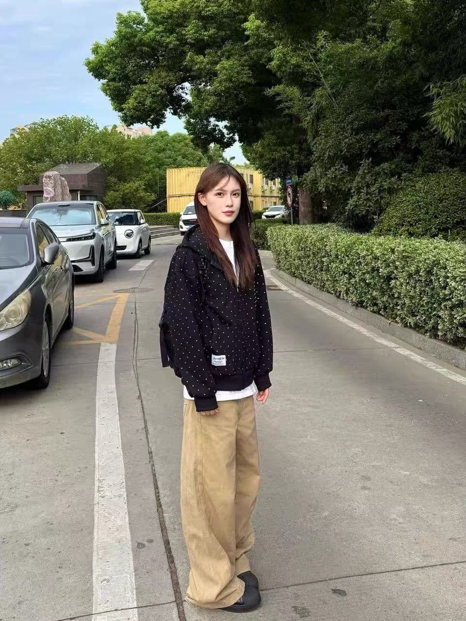 얇은 스타일 이후 패키지 칼라 순수한 Mianhua 면 복합 후드티 여성 이미지 3