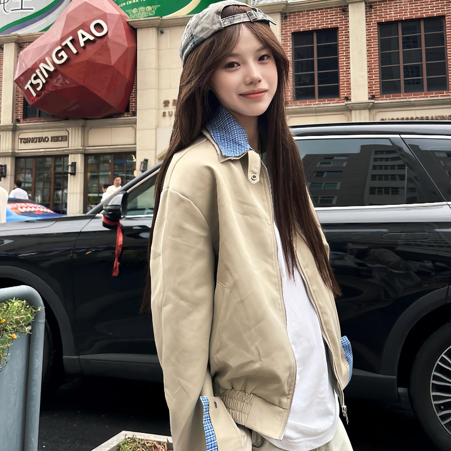 얇은 스타일 털이 있는 백금 지퍼 자수 원본 천 인사이드 펌프 순수한 Mianhua 면 복합 후드티 여성 이미지 4