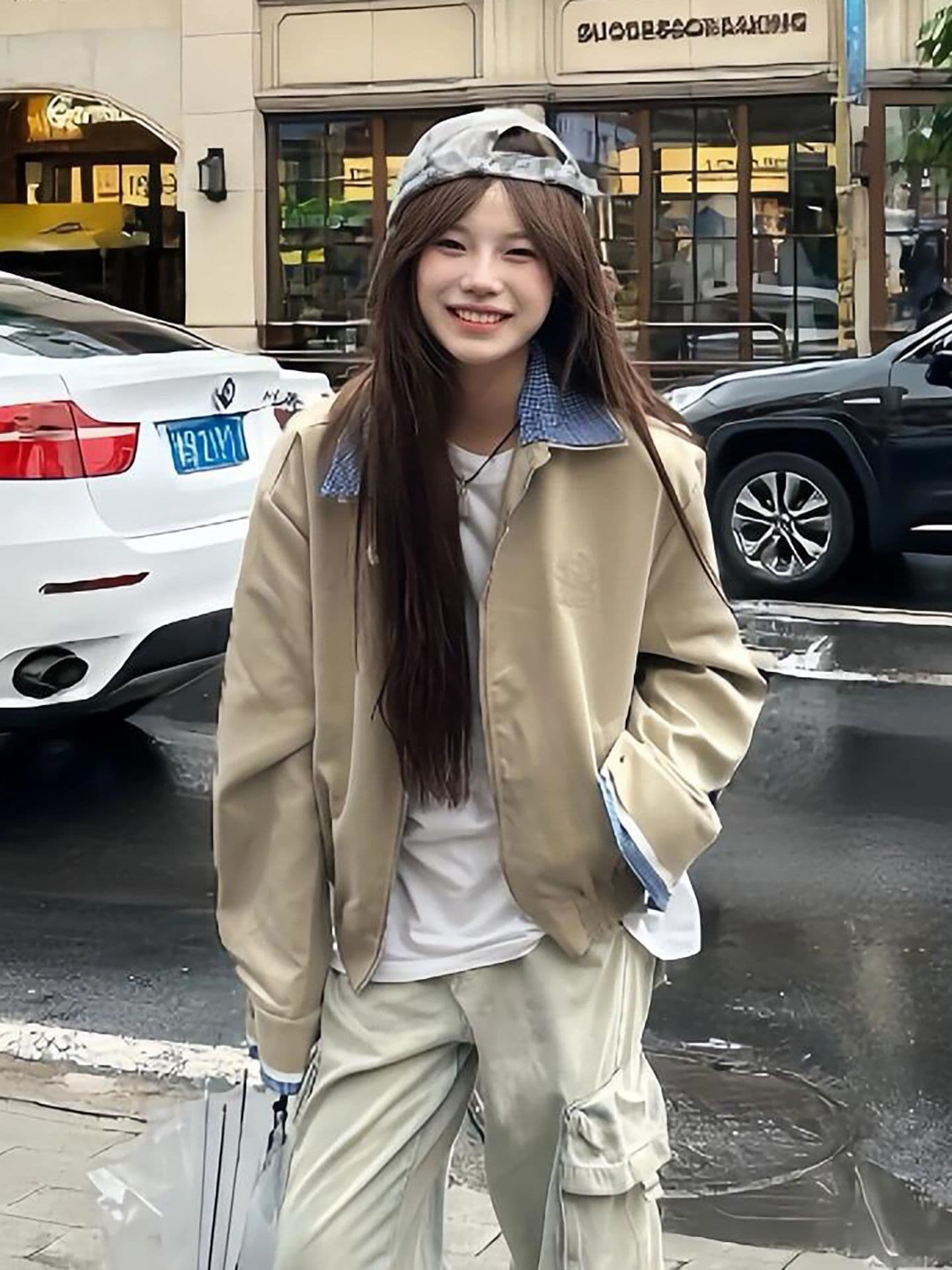 얇은 스타일 털이 있는 백금 지퍼 자수 원본 천 인사이드 펌프 순수한 Mianhua 면 복합 후드티 여성 상세 이미지 2