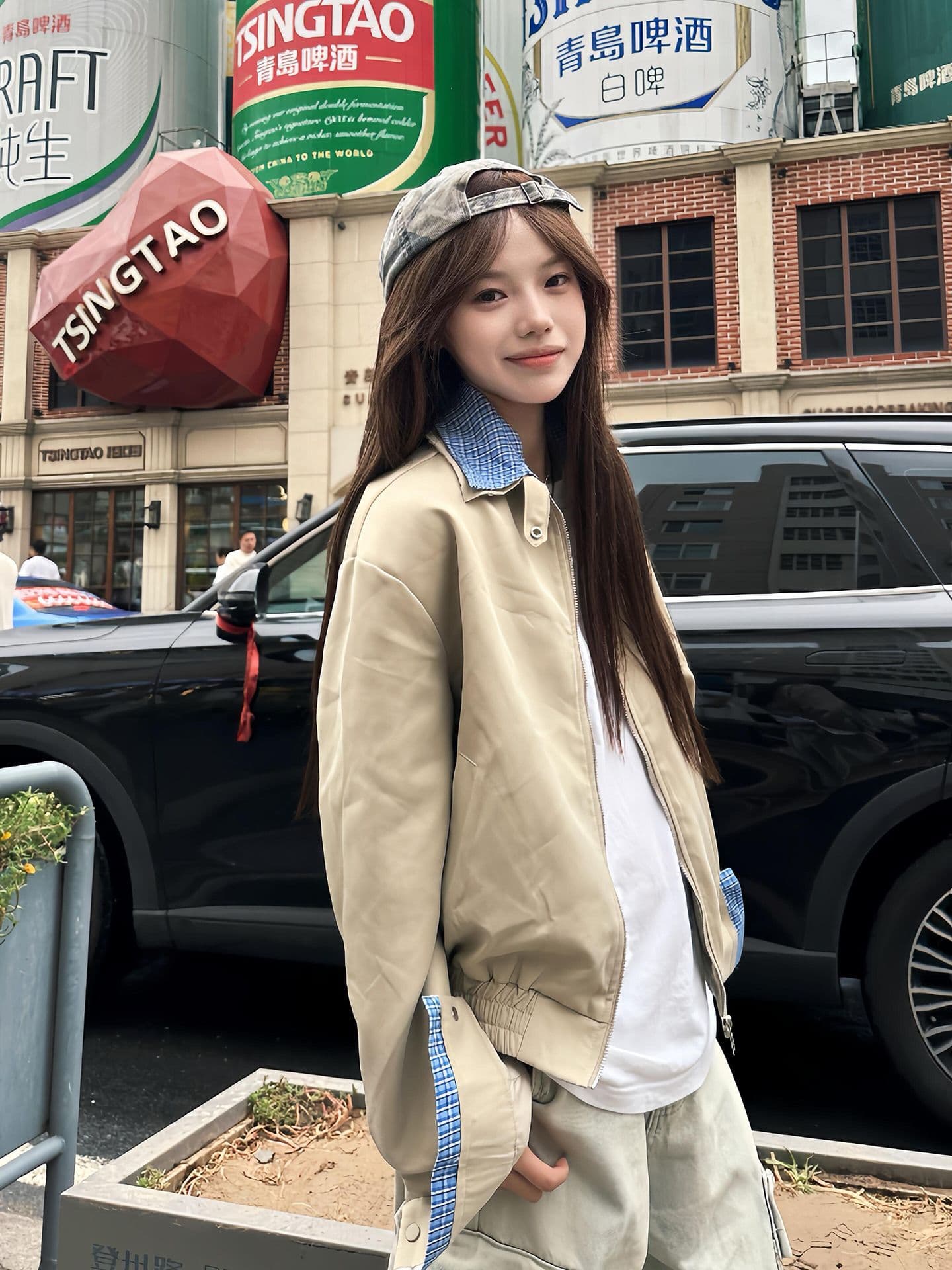 얇은 스타일 털이 있는 백금 지퍼 자수 원본 천 인사이드 펌프 순수한 Mianhua 면 복합 후드티 여성 상세 이미지 3