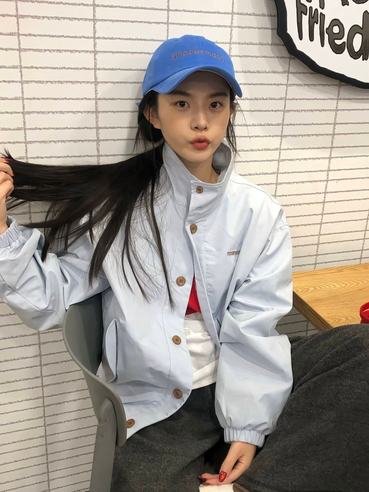 원본 것 스탠드 칼라 싱글 줄 버튼 캐주얼 재킷 여자 봄 2026 봄 가을 작은 키 재킷 오픈 가디건 맨위 상세 이미지 6