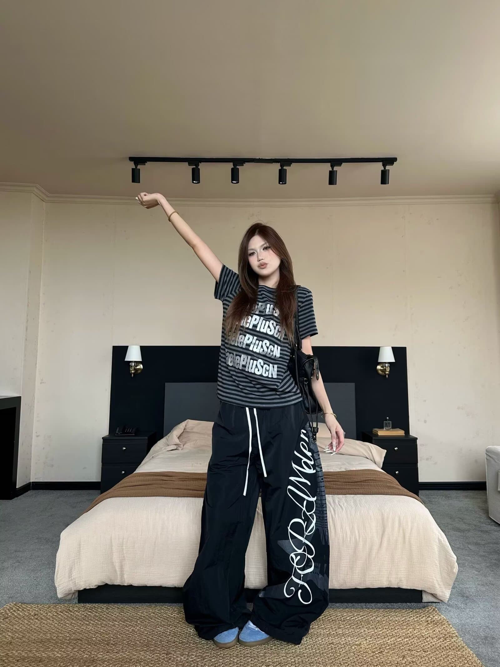 아메리칸 핫걸 슈퍼 넓은 운동 바지 여성 점프 재즈 댄스 웃음 하 스트리트 댄스 캐주얼 긴 바지 가을 상세 이미지 11