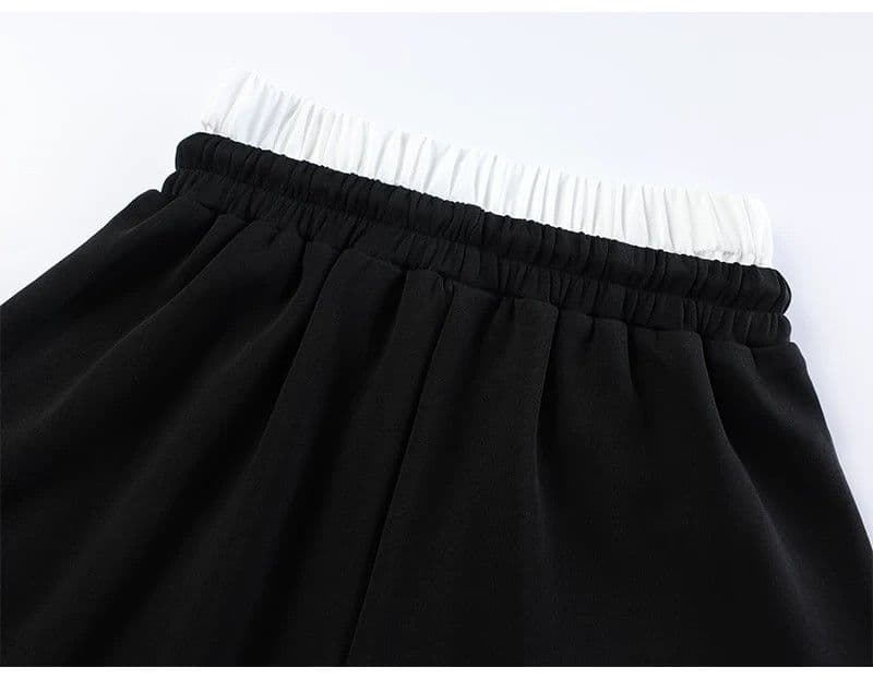 원본 더블 허리 머리 아메리칸 낙서 알파벳 측면 3개 바 마 오래된 웨이 바지 루즈핏 넓은 다리 캐주얼 긴 바지 상세 이미지 12