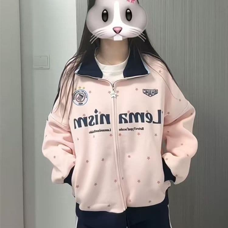 얇은 스타일 털이 있는 클립 칼라 것 포밍 프린트 순수한 Mianhua 면 복합 후드티 여성