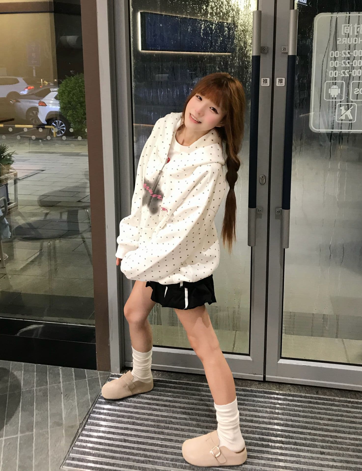 얇은 스타일 발 330 그램 백금 지퍼 이후 패키지 칼라 순수한 Mianhua 면 복합 후드티 여성 이미지 3