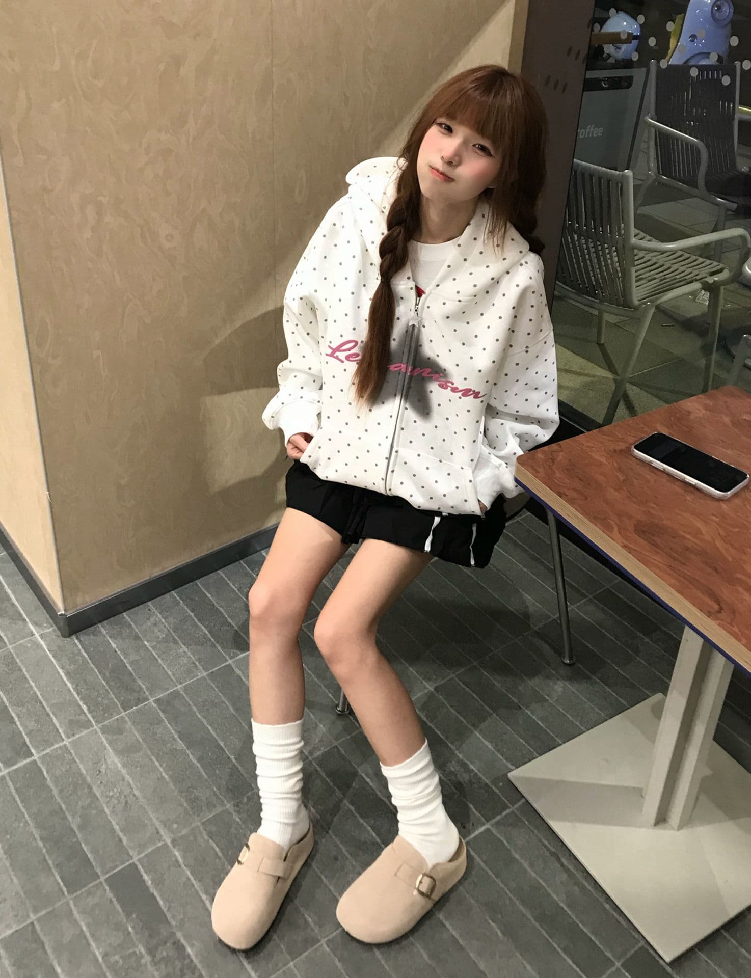 얇은 스타일 발 330 그램 백금 지퍼 이후 패키지 칼라 순수한 Mianhua 면 복합 후드티 여성 상세 이미지 3
