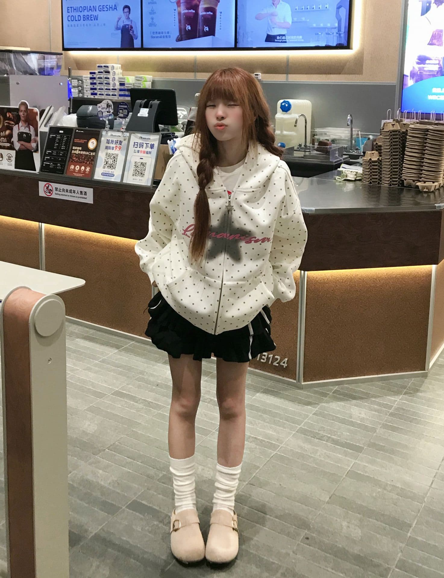 얇은 스타일 발 330 그램 백금 지퍼 이후 패키지 칼라 순수한 Mianhua 면 복합 후드티 여성 상세 이미지 4