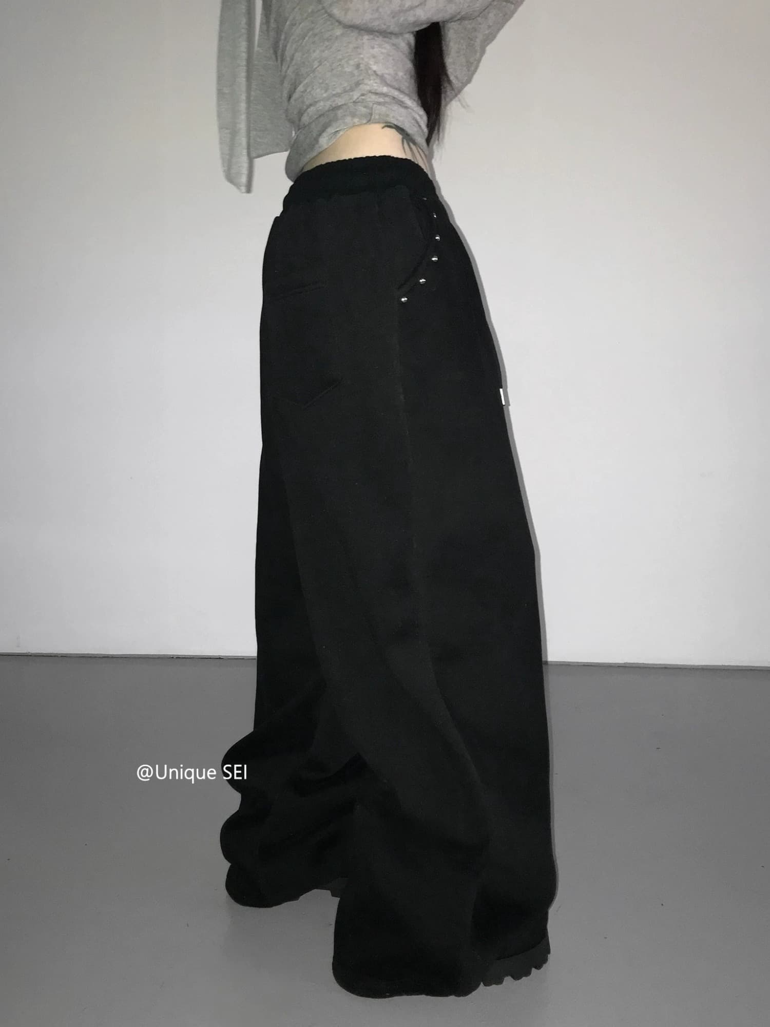 아메리칸 레트로 거리 징 허리밴드 넓은 다리 춤추기 웨이 바지 남녀 루즈핏 슬림해 보이는 다용도 캐주얼 바지 차오 상세 이미지 22
