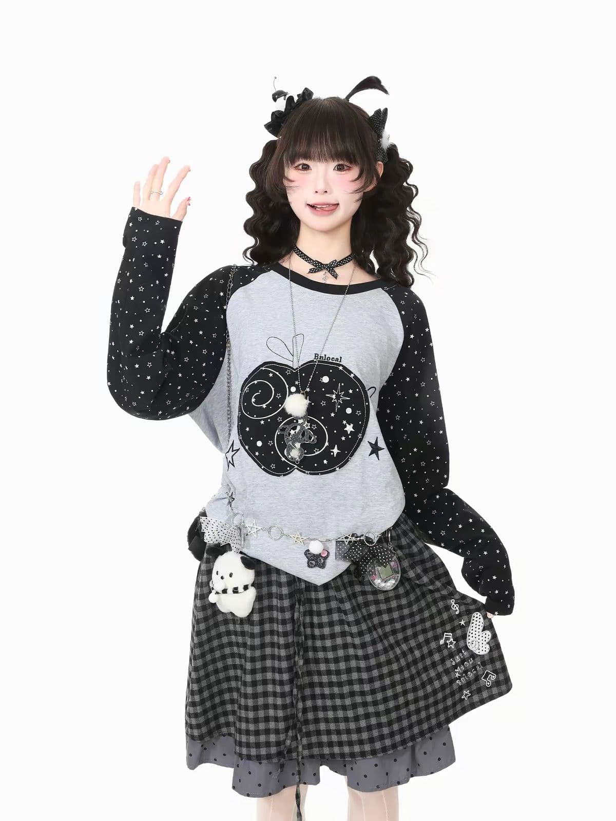 원본 좋은 품질 솜씨 자수 19 지점 220 그램 순면 긴팔 티셔츠 여성 상세 이미지 6