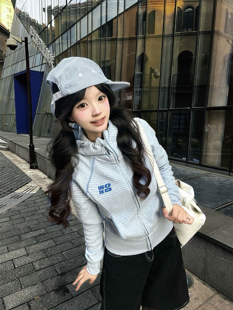 있음 선적 얇은 스타일 좋은 품질 원본 솜씨 원본 광저우 원단 지퍼 재킷 후드티 여성 상세 이미지 3