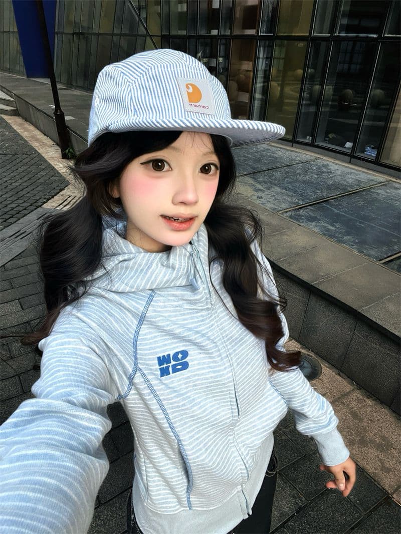 있음 선적 얇은 스타일 좋은 품질 원본 솜씨 원본 광저우 원단 지퍼 재킷 후드티 여성 상세 이미지 5