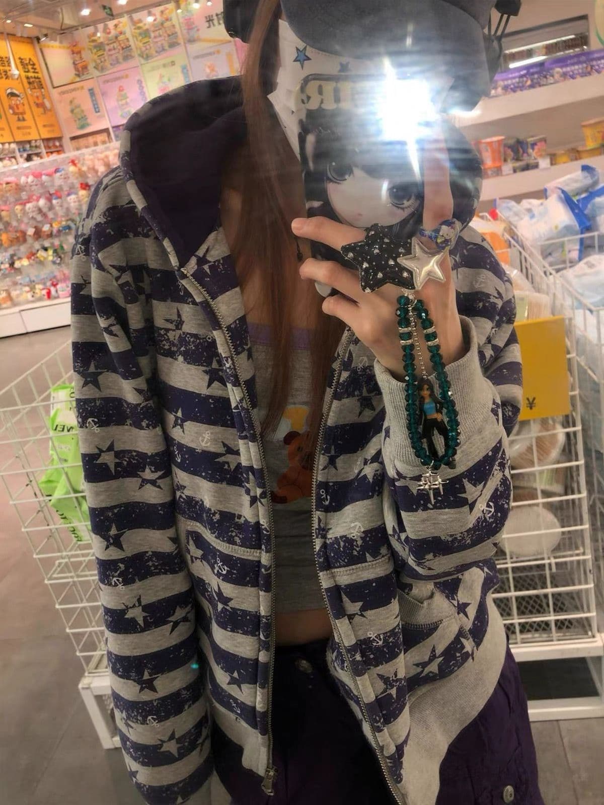 얇은 스타일 인사이드 펌프 백금 지퍼 이후 패키지 칼라 순수한 Mianhua 면 복합 후드티 여성 이미지 3