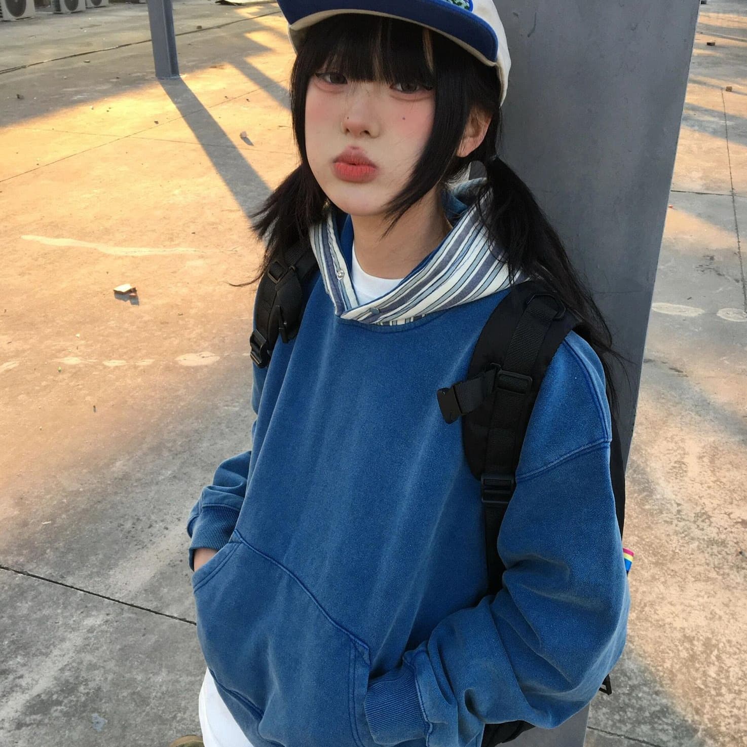얇은 스타일 단추 이후 패키지 칼라 순수한 Mianhua 면 복합 330 그램 후드티 여성 이미지 5
