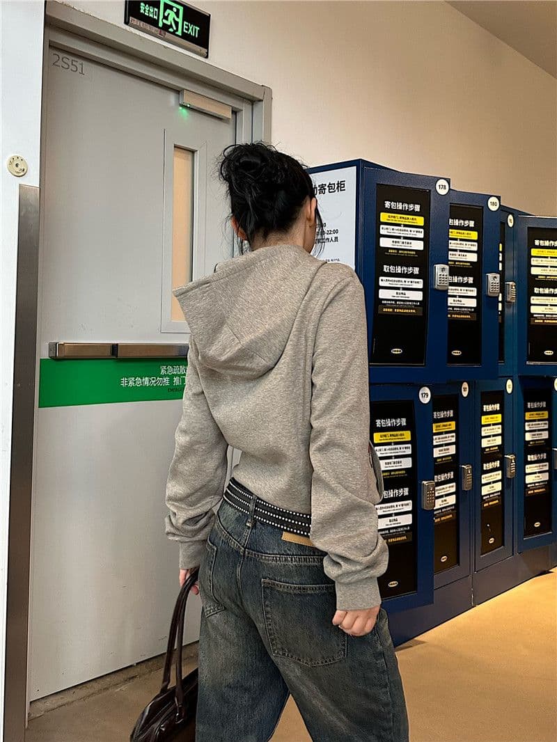 순수한 Mianhua 면 쇼트 스타일 후드 티 스웨터 여성 코트 가을 거리 바람 몸매 가꾸기 지퍼 오픈 가디건 2026 상세 이미지 8