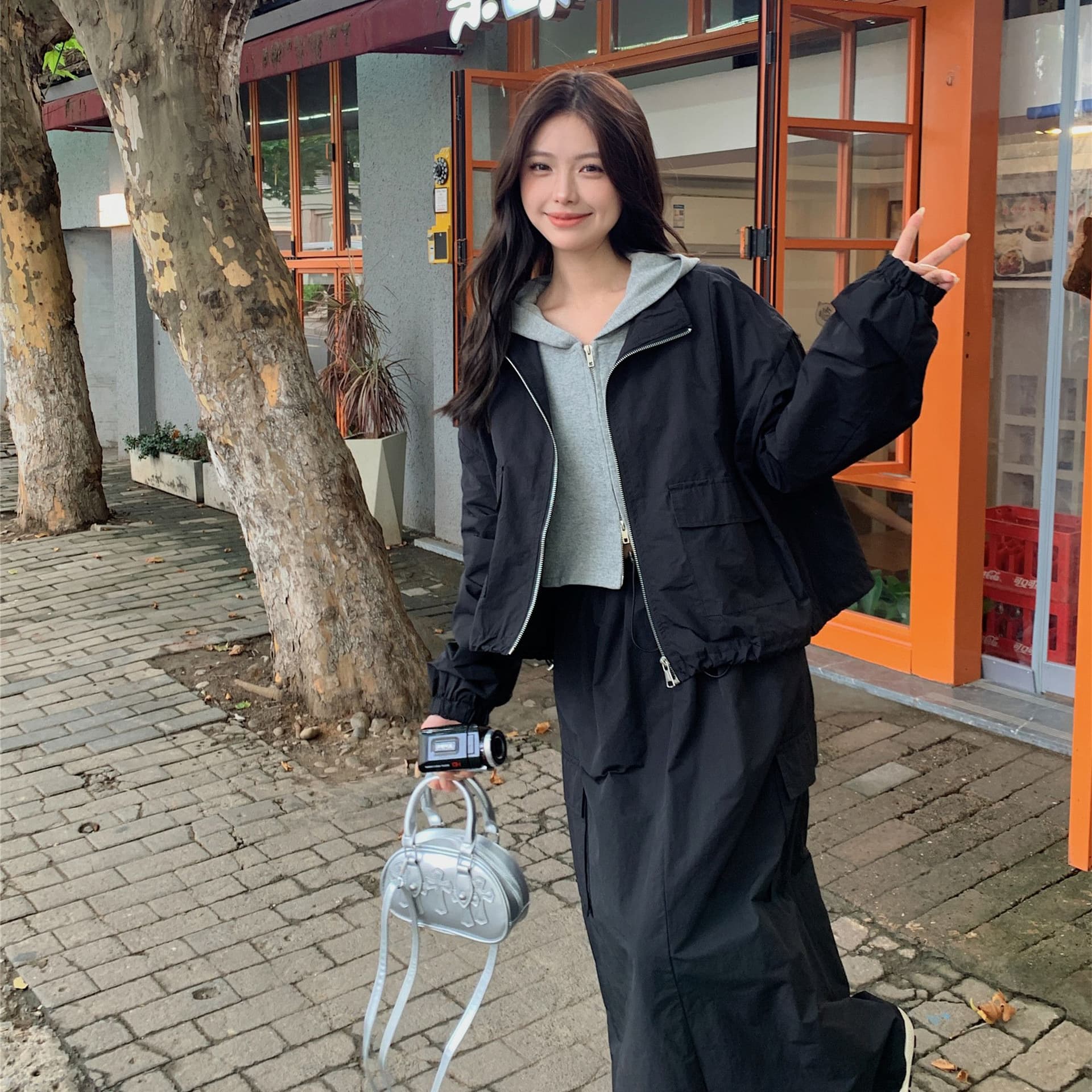 한 부서 ootd 착용 가져 가라. 고급 센스 워크웨어 세트 여성 봄 가을 슈퍼 화재 잘 생긴 차가운 바람의 소리 던져 자매 롱 스커트 투피스 세트 트렌디 이미지 2