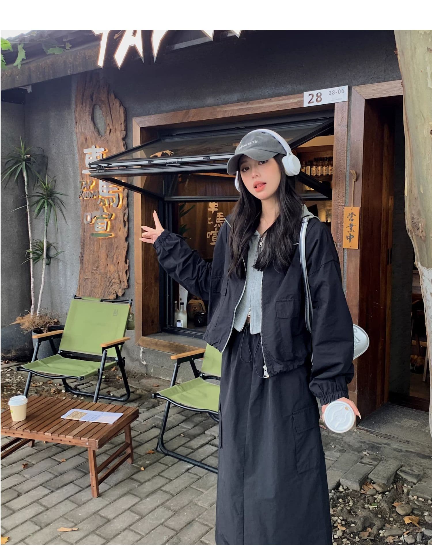 한 부서 ootd 착용 가져 가라. 고급 센스 워크웨어 세트 여성 봄 가을 슈퍼 화재 잘 생긴 차가운 바람의 소리 던져 자매 롱 스커트 투피스 세트 트렌디 상세 이미지 3