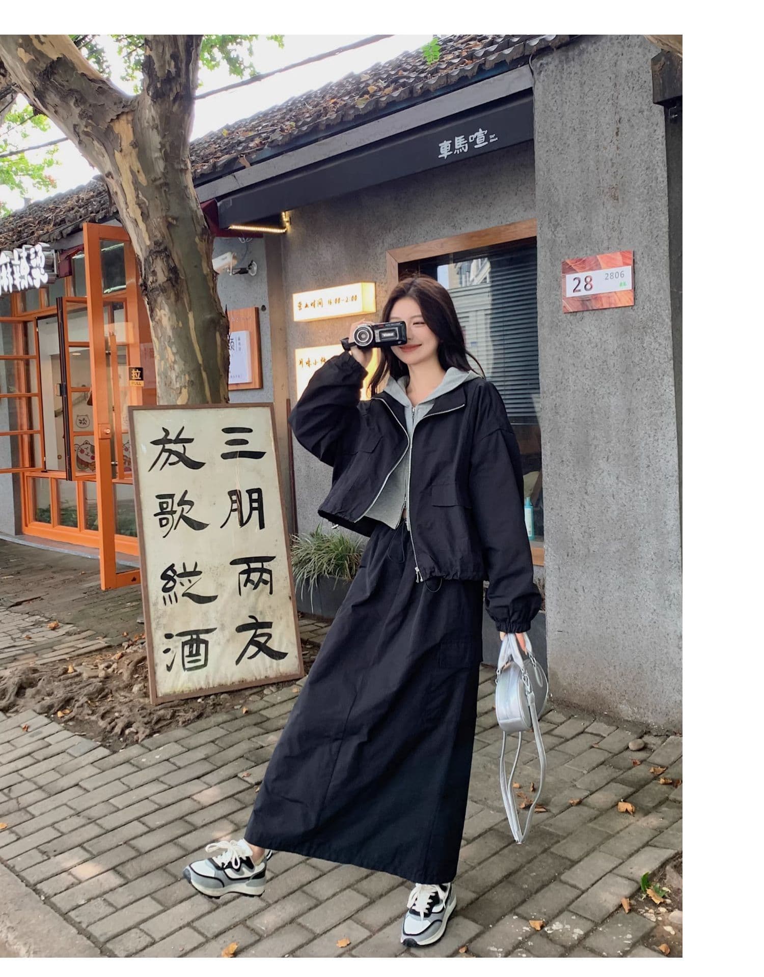 한 부서 ootd 착용 가져 가라. 고급 센스 워크웨어 세트 여성 봄 가을 슈퍼 화재 잘 생긴 차가운 바람의 소리 던져 자매 롱 스커트 투피스 세트 트렌디 상세 이미지 5